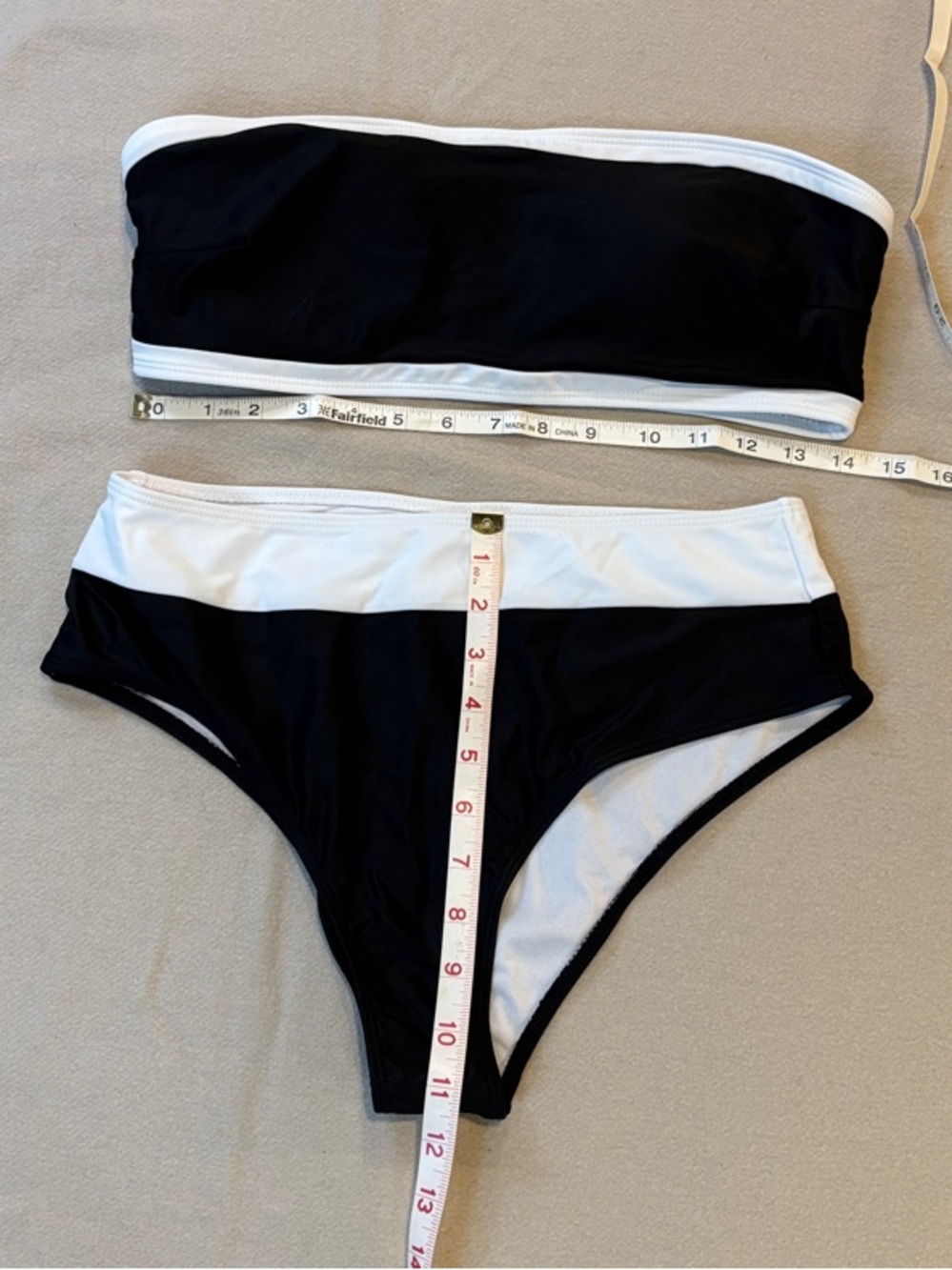 SHEIN Swim Black & White Two-Piece Bandeau Bikini Large
